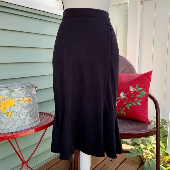 Misook Knit Ruffle Flutter Hem Midi Skirt Size Medium